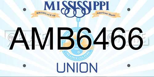 AMB6466 Mississippi License Plate