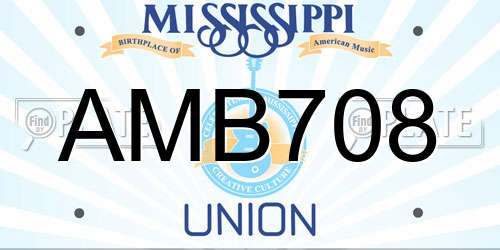 AMB708 Mississippi License Plate