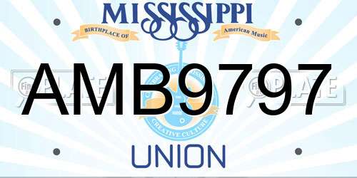 AMB9797 Mississippi License Plate