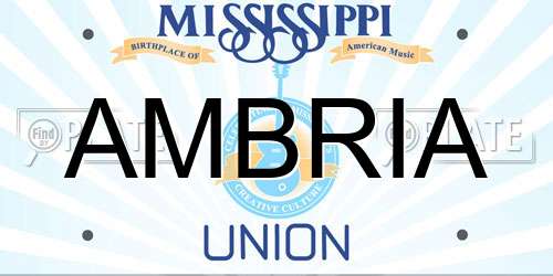 AMBRIA Mississippi License Plate