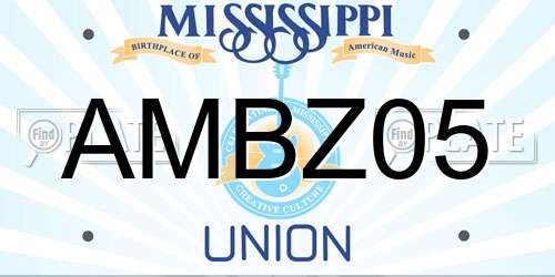 AMBZ05 Mississippi License Plate