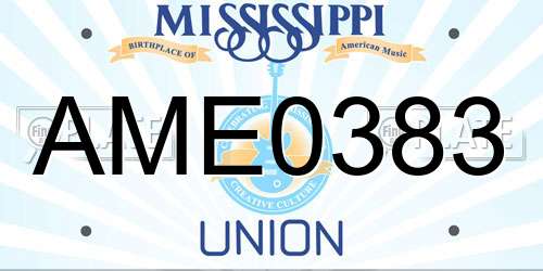 AME0383 Mississippi License Plate