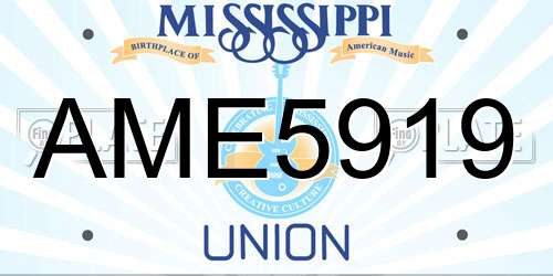 AME5919 Mississippi License Plate