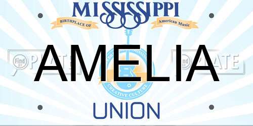 AMELIA Mississippi License Plate