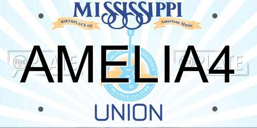 AMELIA4 Mississippi License Plate
