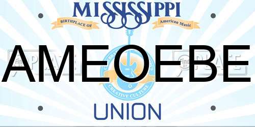 AMEOEBE Mississippi License Plate