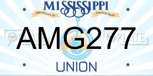 AMG277 Mississippi License Plate