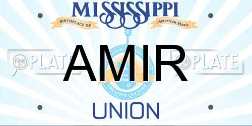AMIR Mississippi License Plate