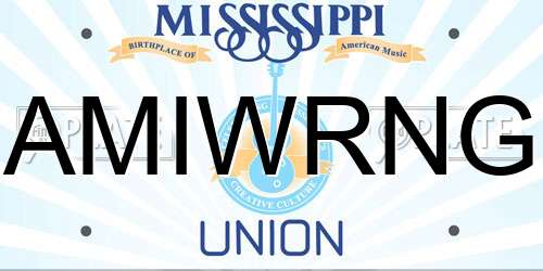 AMIWRNG Mississippi License Plate