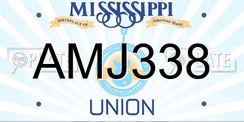 AMJ338 Mississippi License Plate