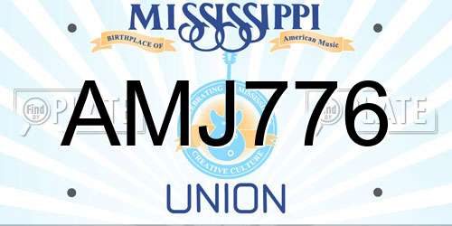 AMJ776 Mississippi License Plate