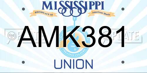 AMK381 Mississippi License Plate