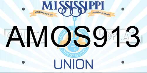 AMOS913 Mississippi License Plate