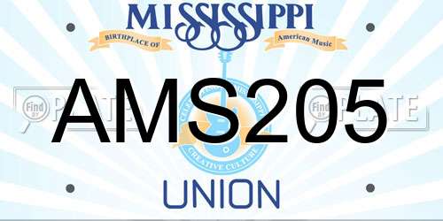 AMS205 Mississippi License Plate