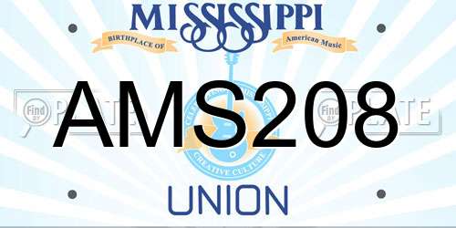 AMS208 Mississippi License Plate