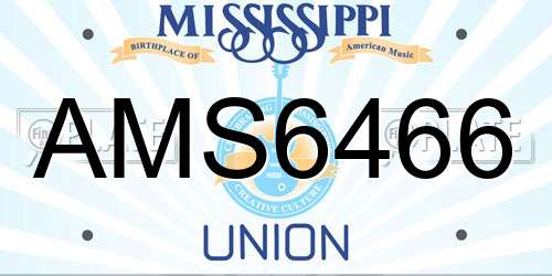 AMS6466 Mississippi License Plate