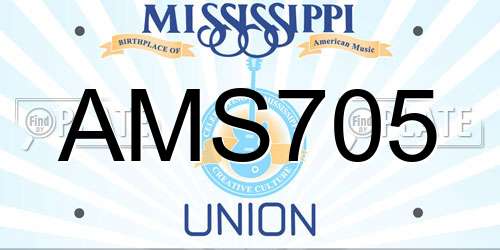 AMS705 Mississippi License Plate
