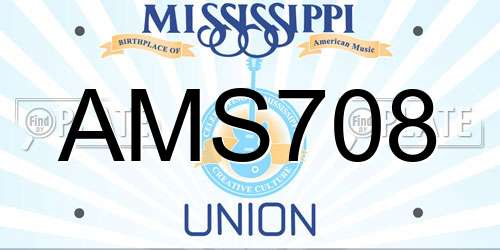 AMS708 Mississippi License Plate