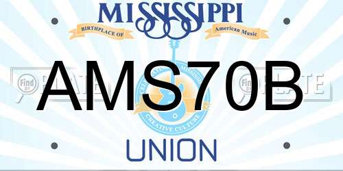 AMS70B Mississippi License Plate