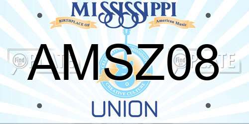 AMSZ08 Mississippi License Plate