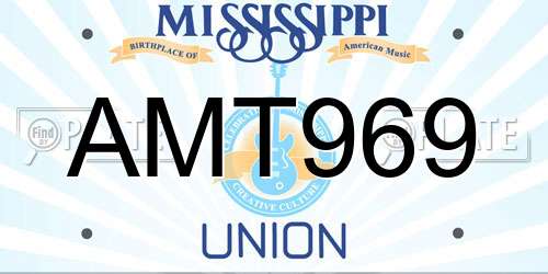 AMT969 Mississippi License Plate