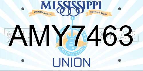 AMY7463 Mississippi License Plate