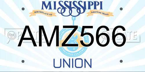 AMZ566 Mississippi License Plate