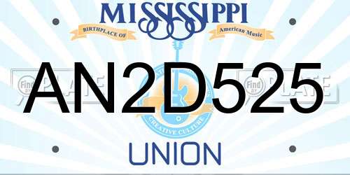 AN2D525 Mississippi License Plate