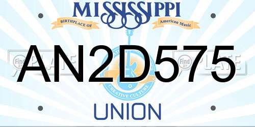 AN2D575 Mississippi License Plate