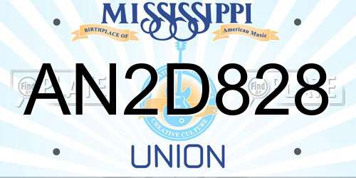 AN2D828 Mississippi License Plate