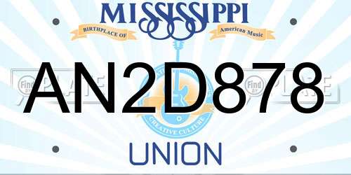 AN2D878 Mississippi License Plate