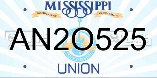 AN2O525 Mississippi License Plate