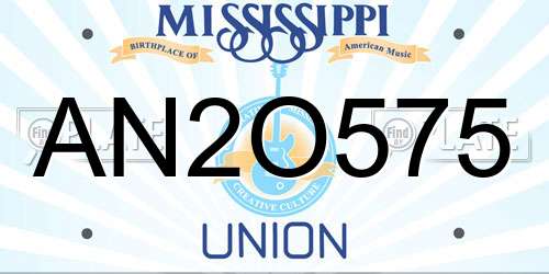 AN2O575 Mississippi License Plate