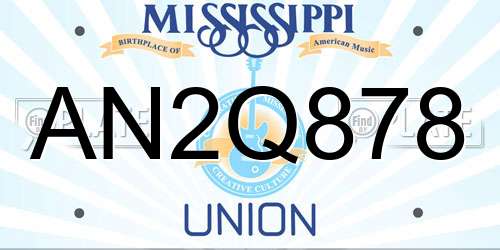 AN2Q878 Mississippi License Plate