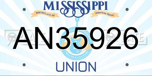 AN35926 Mississippi License Plate