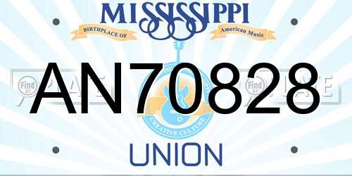 AN70828 Mississippi License Plate
