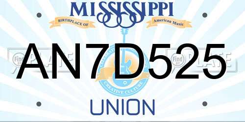 AN7D525 Mississippi License Plate