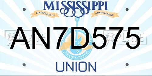 AN7D575 Mississippi License Plate