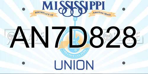 AN7D828 Mississippi License Plate