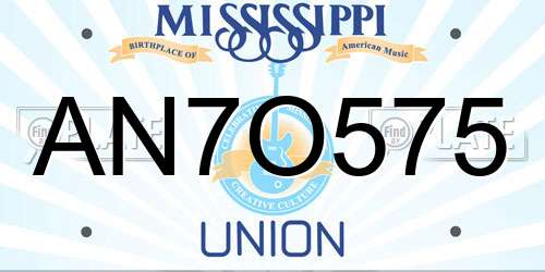 AN7O575 Mississippi License Plate