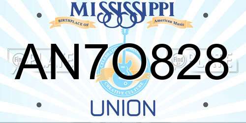 AN7O828 Mississippi License Plate