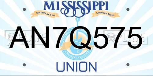 AN7Q575 Mississippi License Plate