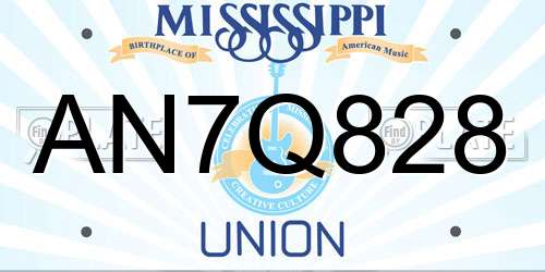 AN7Q828 Mississippi License Plate