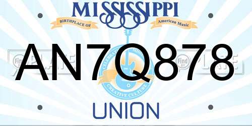 AN7Q878 Mississippi License Plate