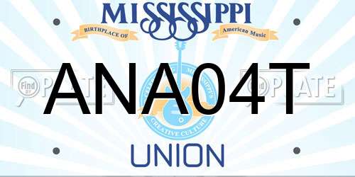 ANA04T Mississippi License Plate