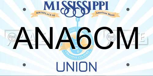 ANA6CM Mississippi License Plate