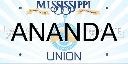 ANANDA Mississippi License Plate