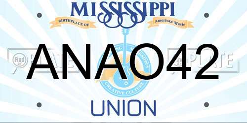 ANAO42 Mississippi License Plate