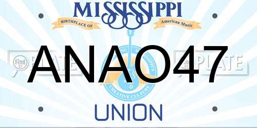 ANAO47 Mississippi License Plate