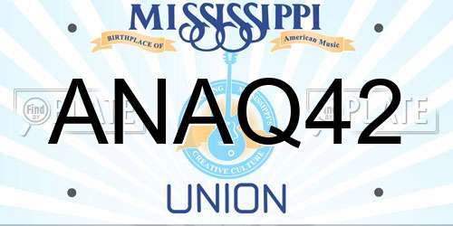 ANAQ42 Mississippi License Plate